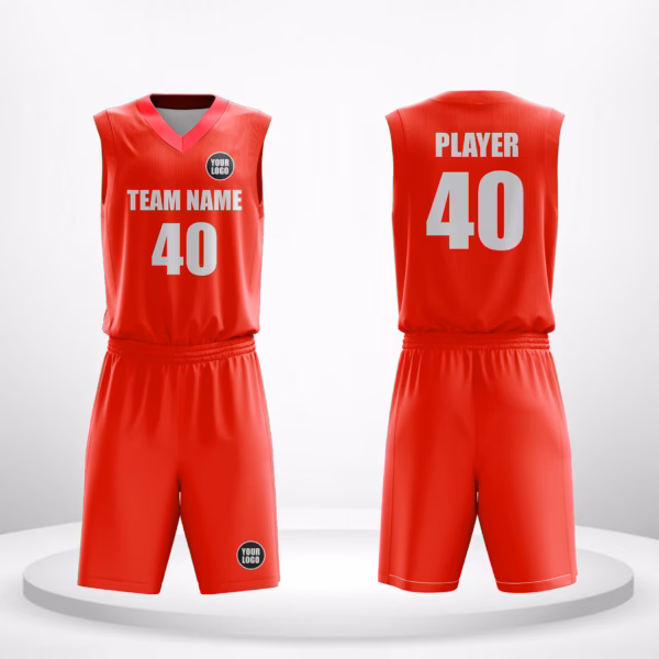 Scarlet Power basketball uniform template featuring a rich red design with customizable options.