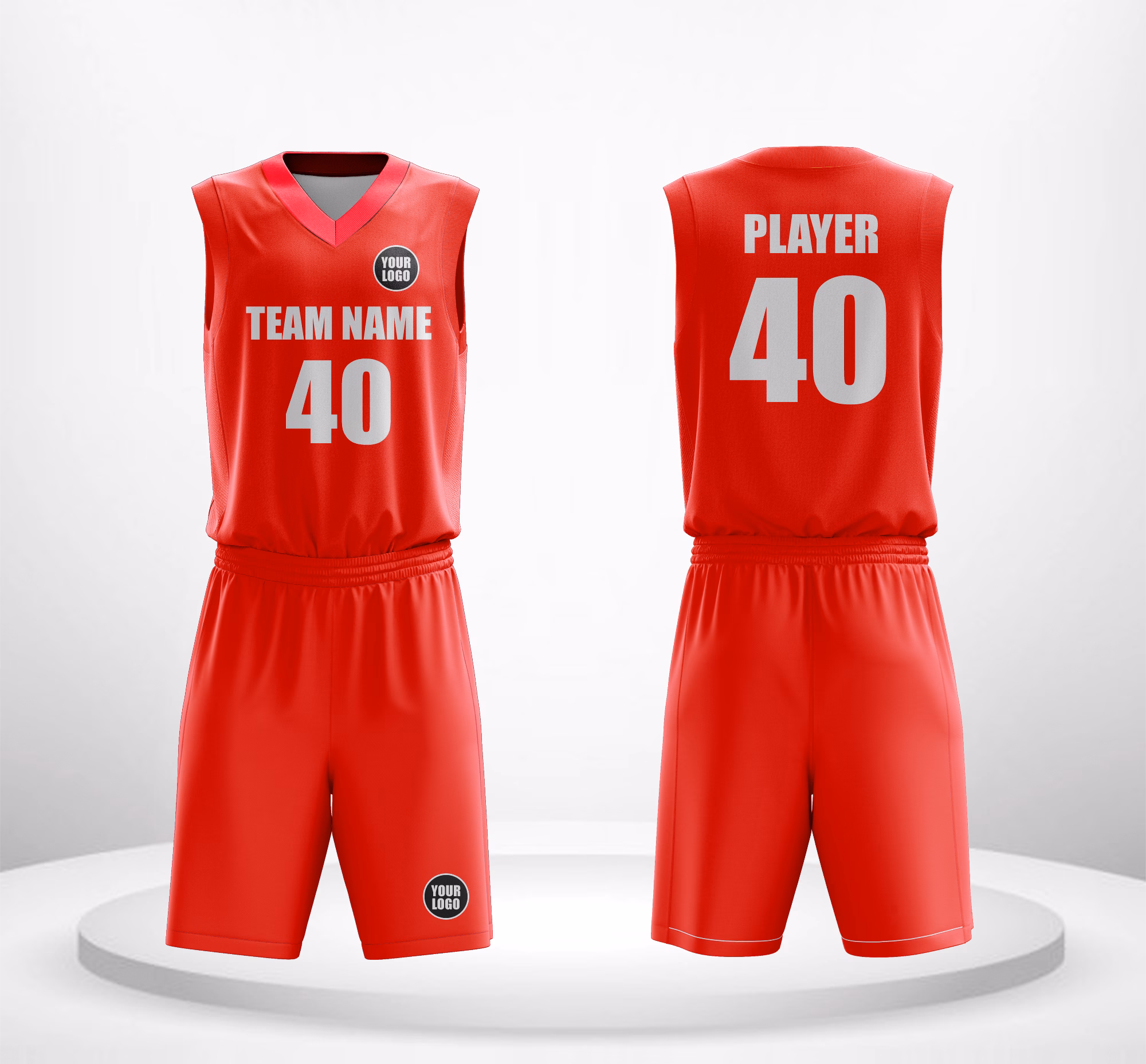 Scarlet Power basketball uniform template featuring a rich red design with customizable options.
