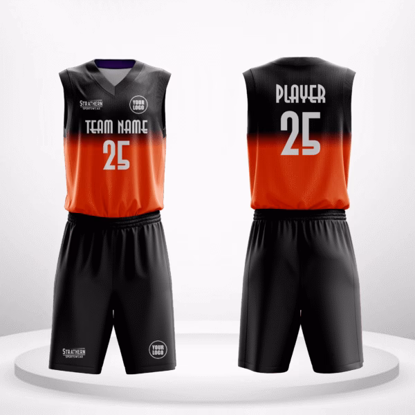 Inferno Edge Baylor basketball jersey front view showcasing a orange-to-black gradient with bold white lettering.
