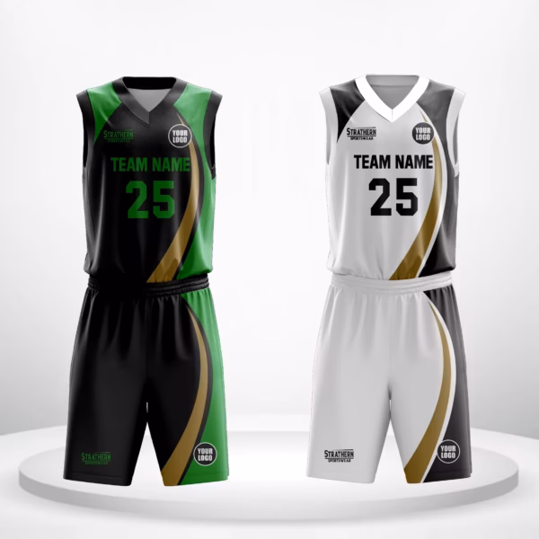 Emerald Blade nike reversible basketball jersey in green and white with sword-edge patterns.