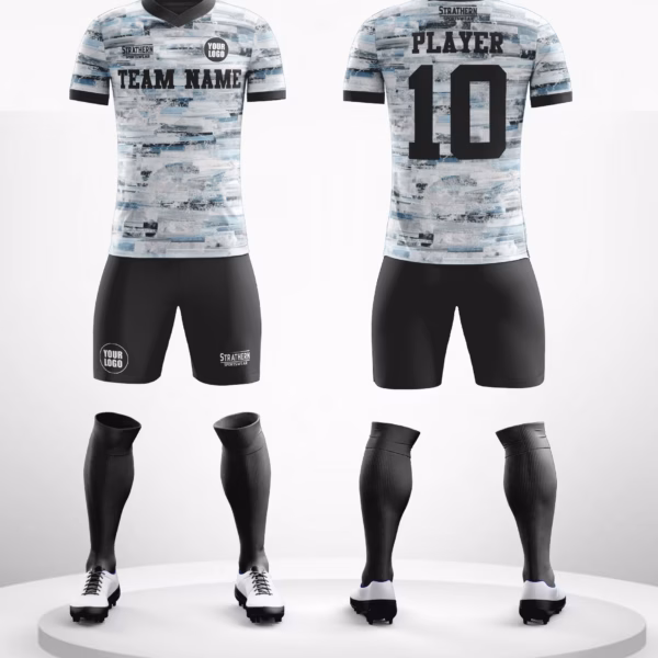 Shadow Camo Custom Football Uniforms featuring a grey camouflage pattern and black lettering, ideal for Custom Football Uniforms.
