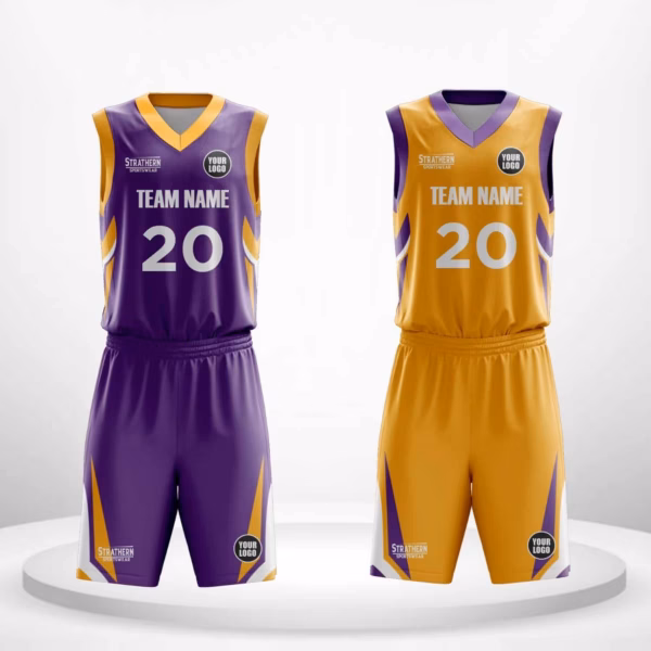 Royal Blaze basketball jerseys reversible purple side with sharp strip accents.