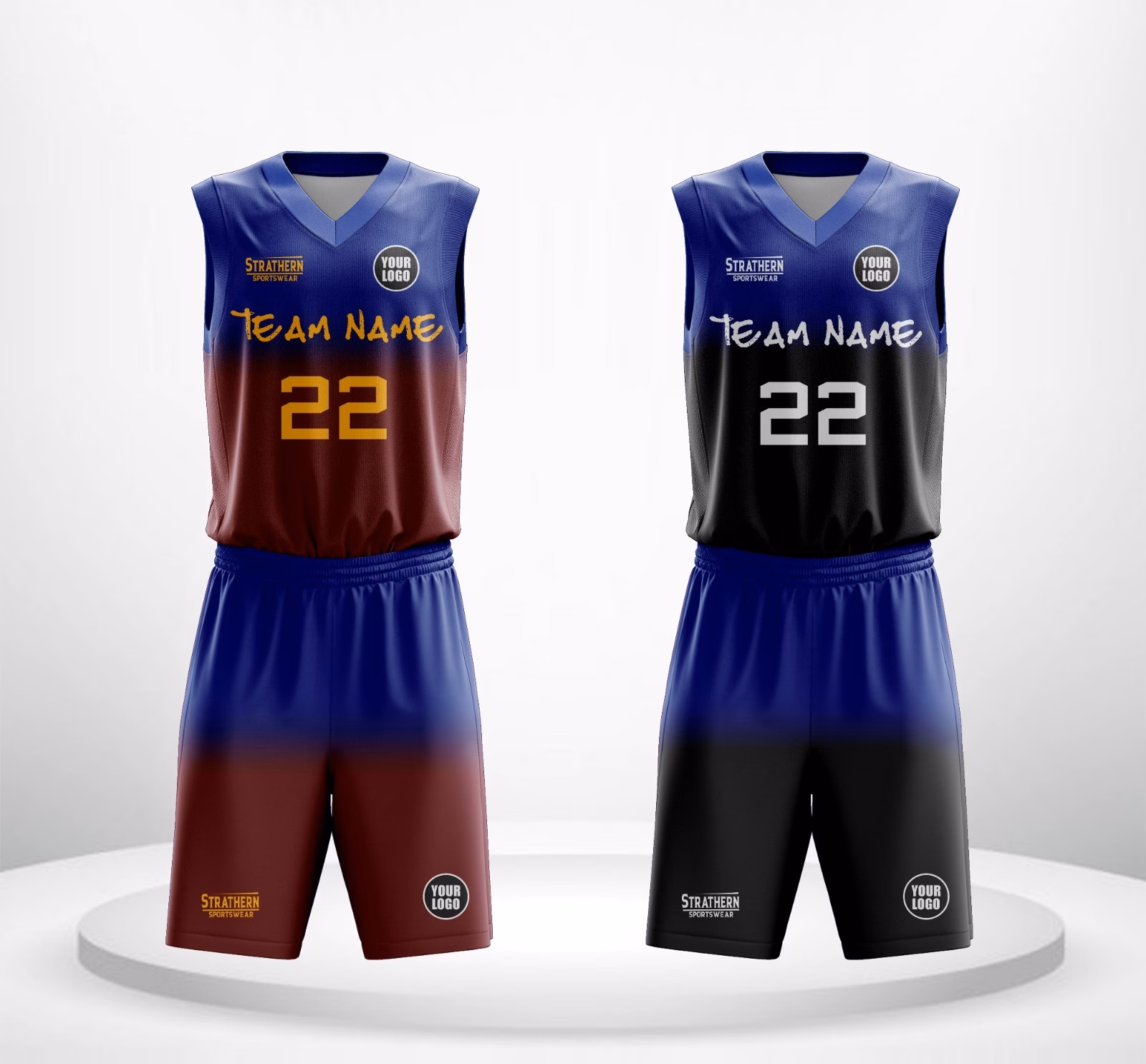 Midnight Wave cheap reversible basketball jersey with maroon-blue color combination.