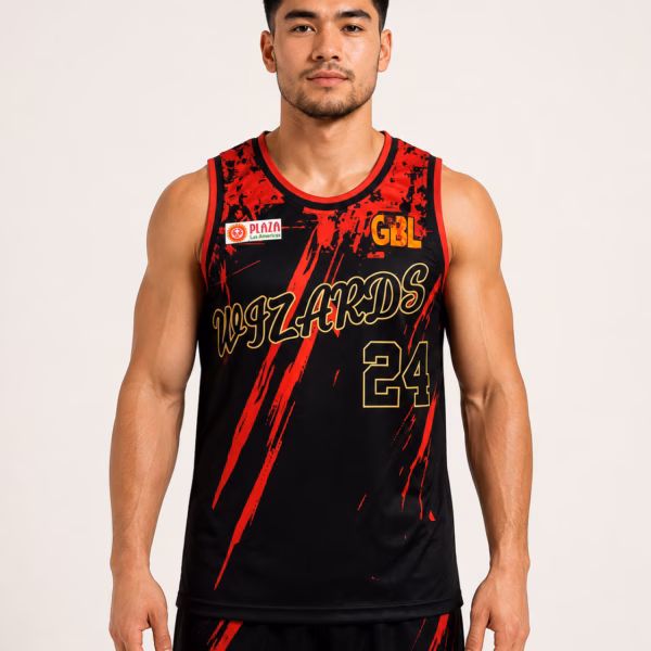 GBL Wizards Black & Red Basketball Uniform