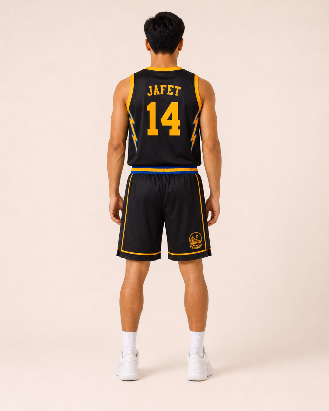 Warriors Black, Gold & Blue Basketball Uniform - Image 2