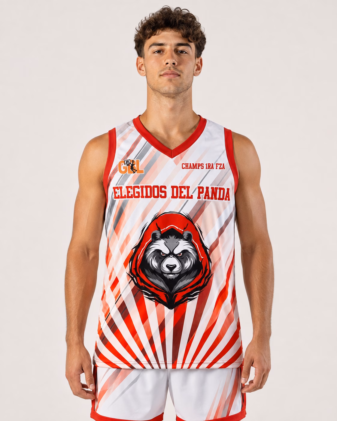 GBL Elegidos del Panda White & Red Basketball Uniform