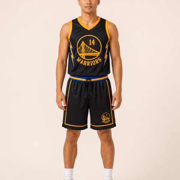 Warriors Black, Gold & Blue Basketball Uniform
