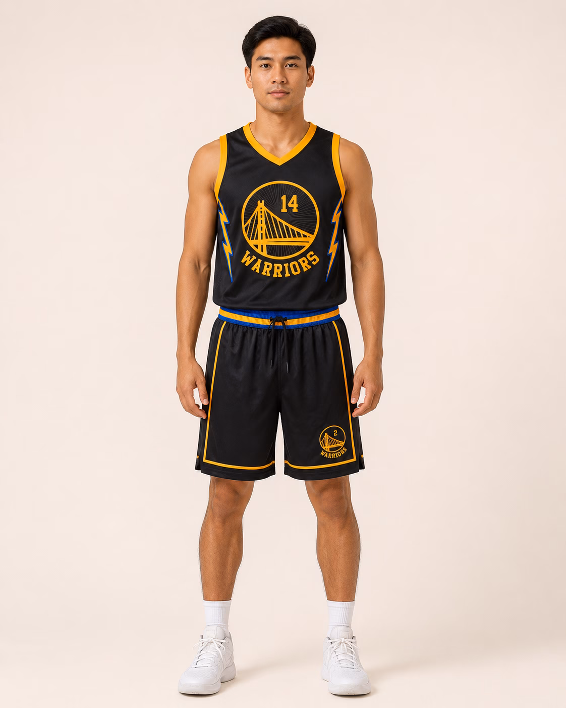 Warriors Black, Gold & Blue Basketball Uniform