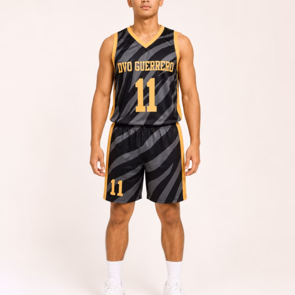 DVO Guerrero Black & Gold Tiger-Stripe Basketball Uniform