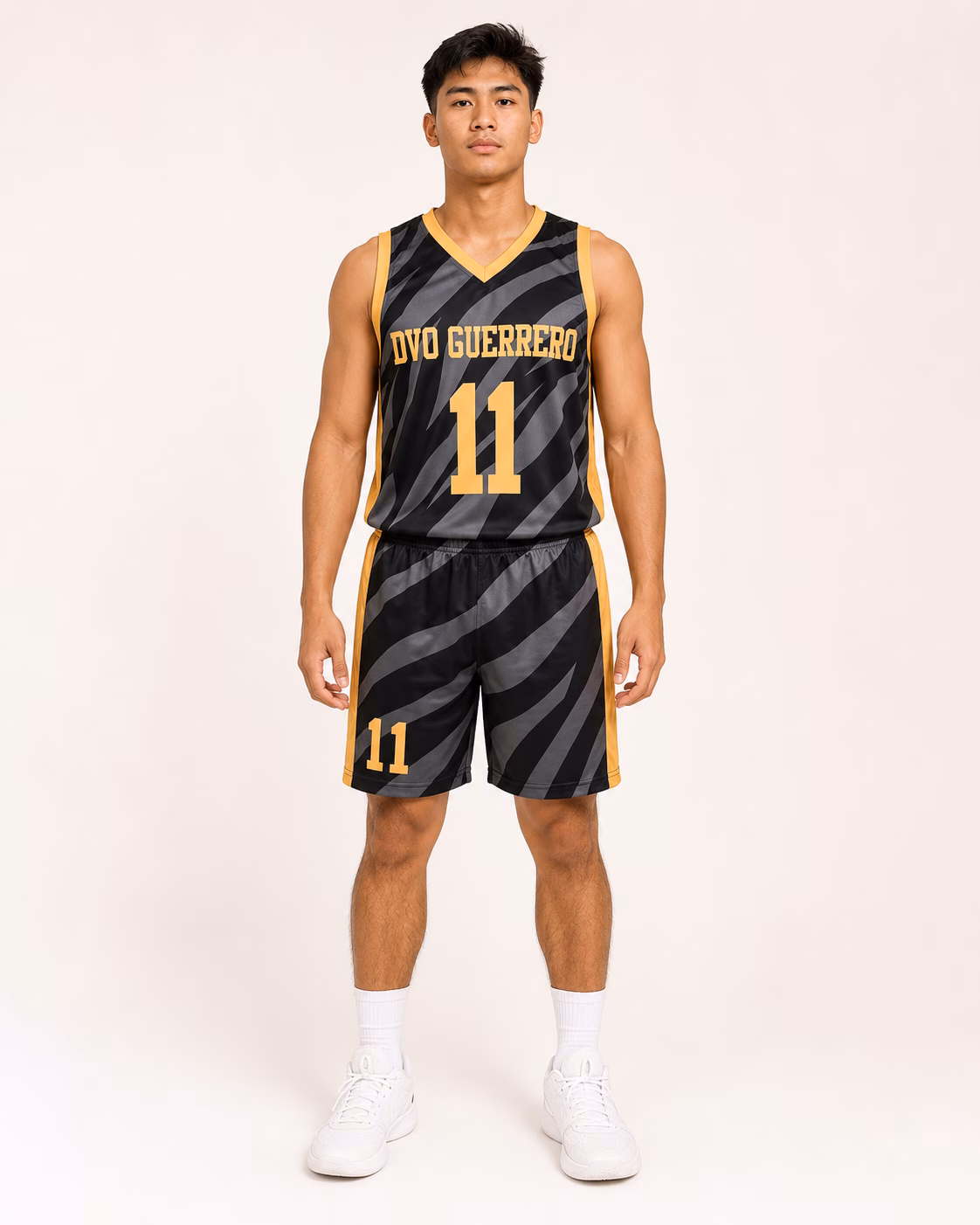 DVO Guerrero Black & Gold Tiger-Stripe Basketball Uniform
