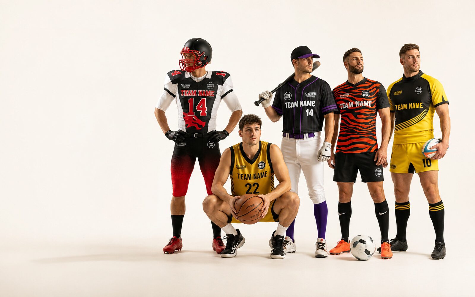 Strathern International custom teamwear designs across multiple sports
